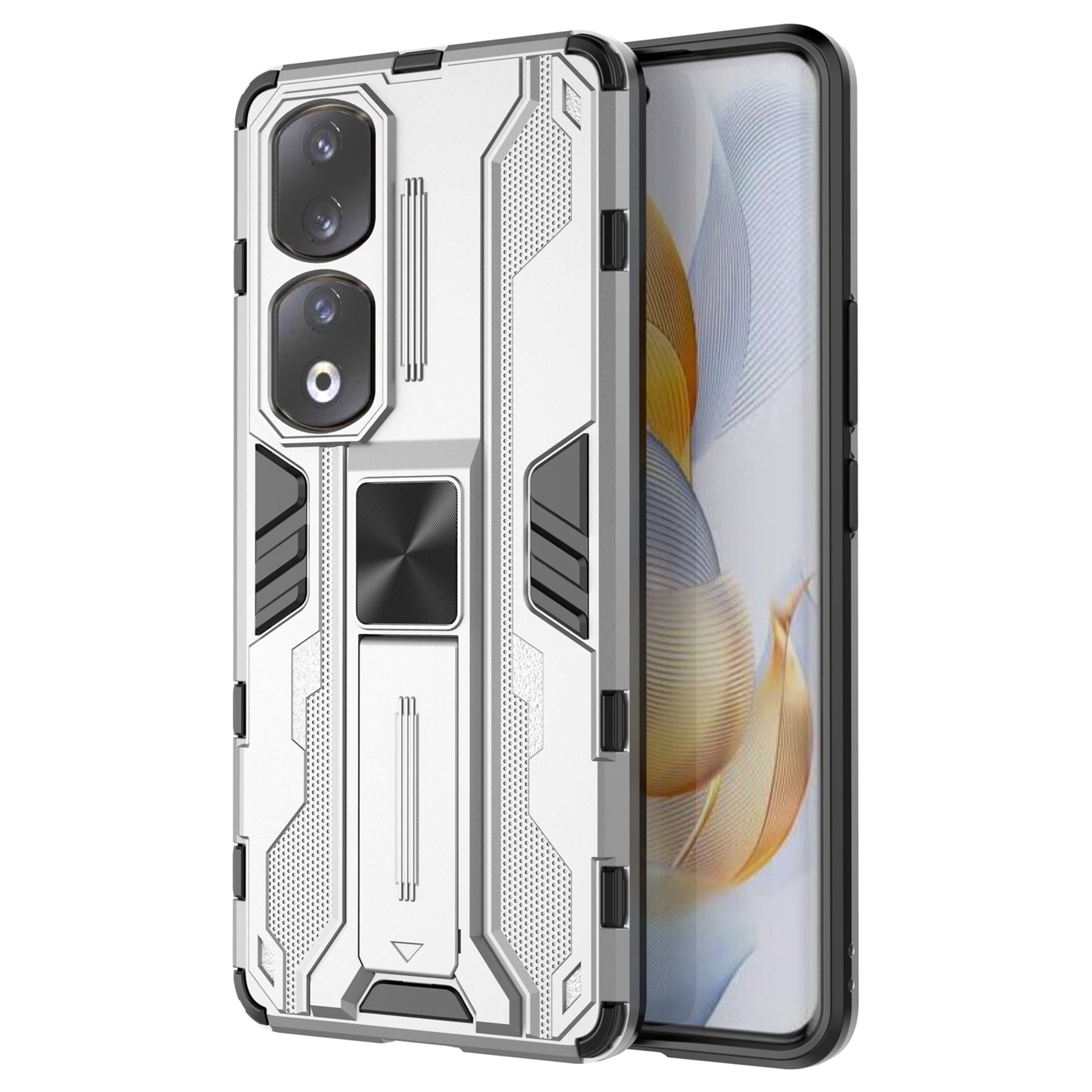 For Honor 90 Pro Shockproof Phone Cover with Kickstand Hard PC + Soft TPU Protective Case
