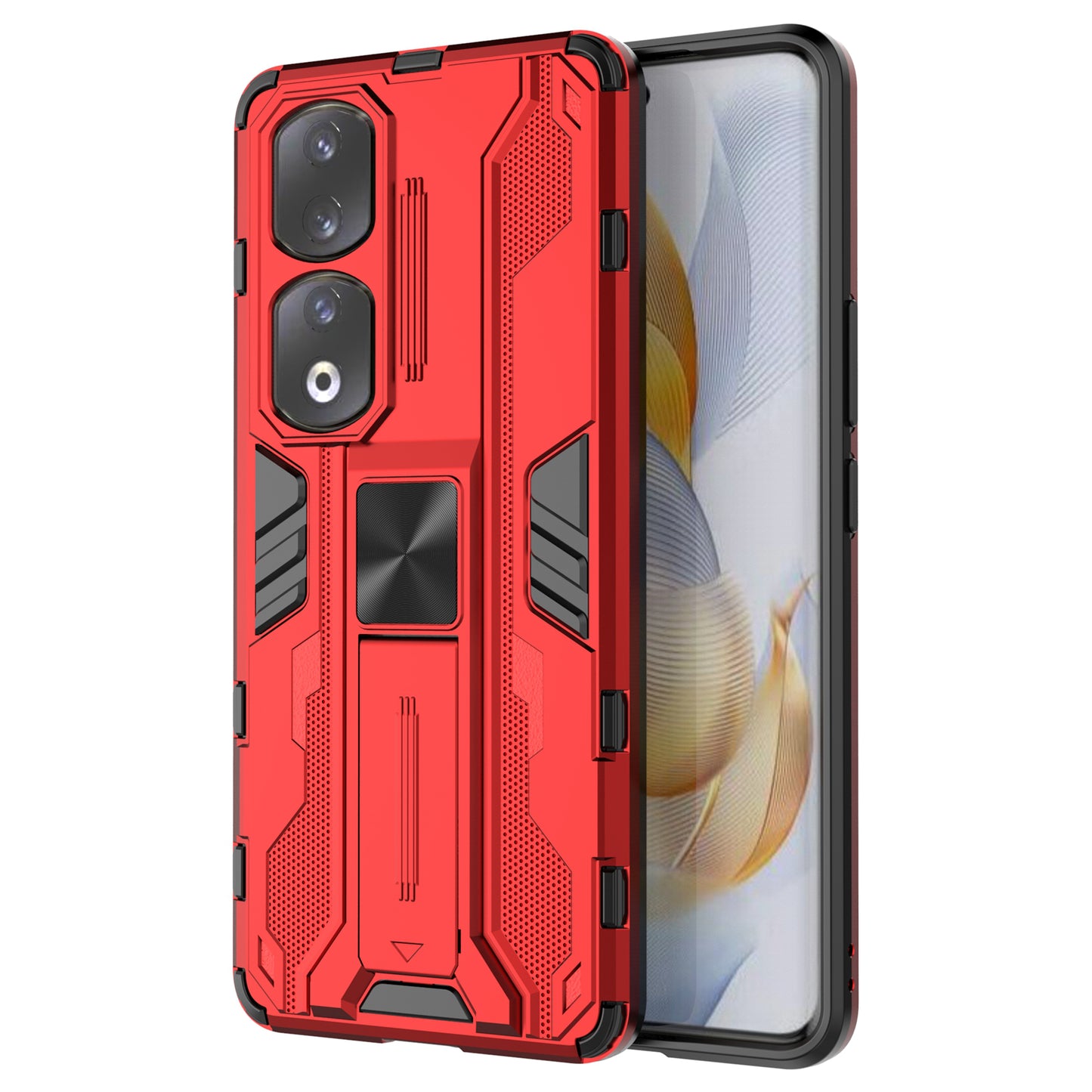 For Honor 90 Pro Shockproof Phone Cover with Kickstand Hard PC + Soft TPU Protective Case