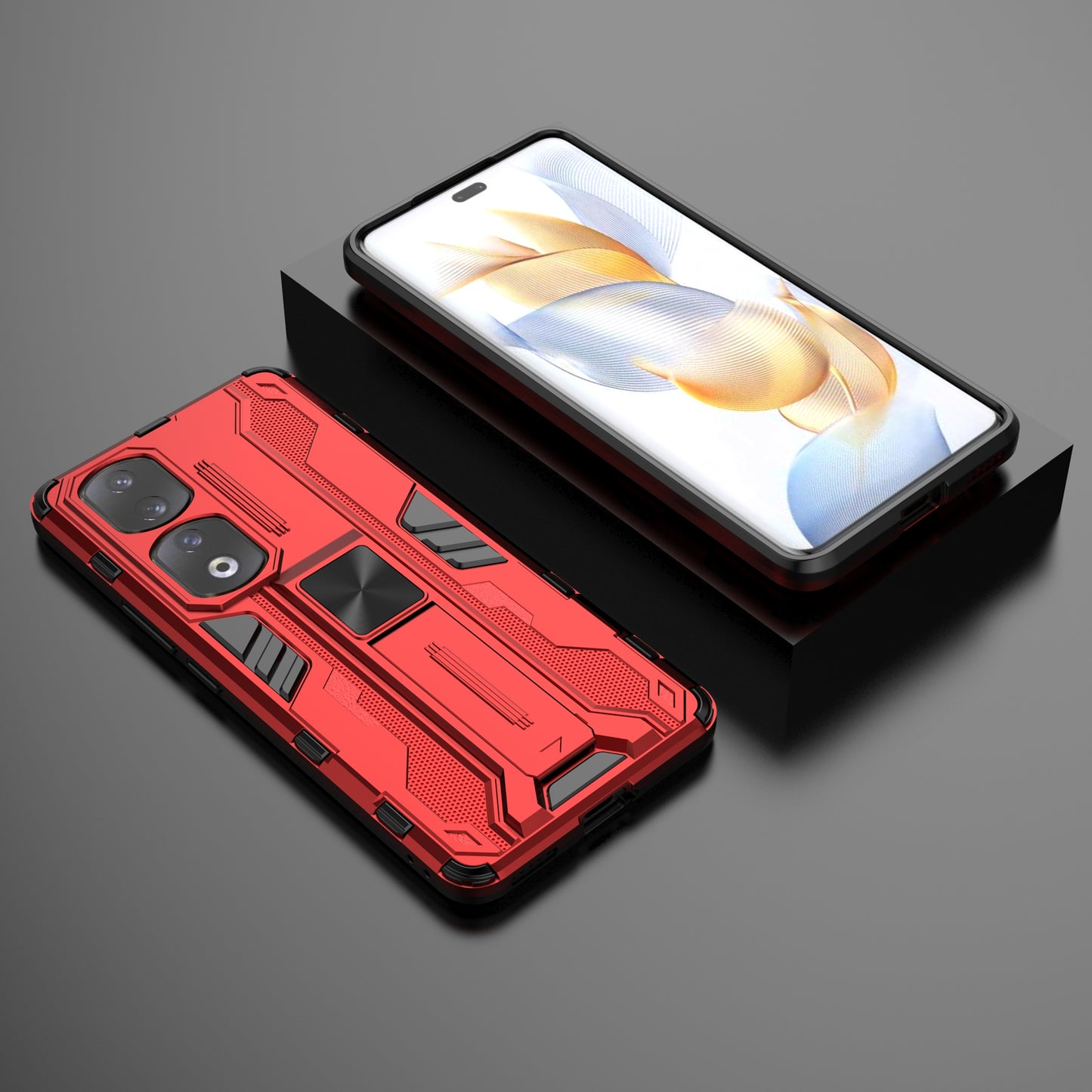 For Honor 90 Pro Shockproof Phone Cover with Kickstand Hard PC + Soft TPU Protective Case