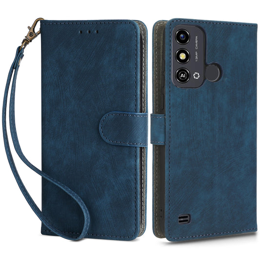 Smartphone Cover for ZTE Blade A53 / A53+ RFID Blocking Wallet PU Leather Stand Phone Case with Strap