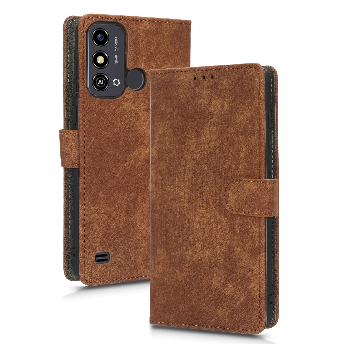 Smartphone Cover for ZTE Blade A53 / A53+ RFID Blocking Wallet PU Leather Stand Phone Case with Strap