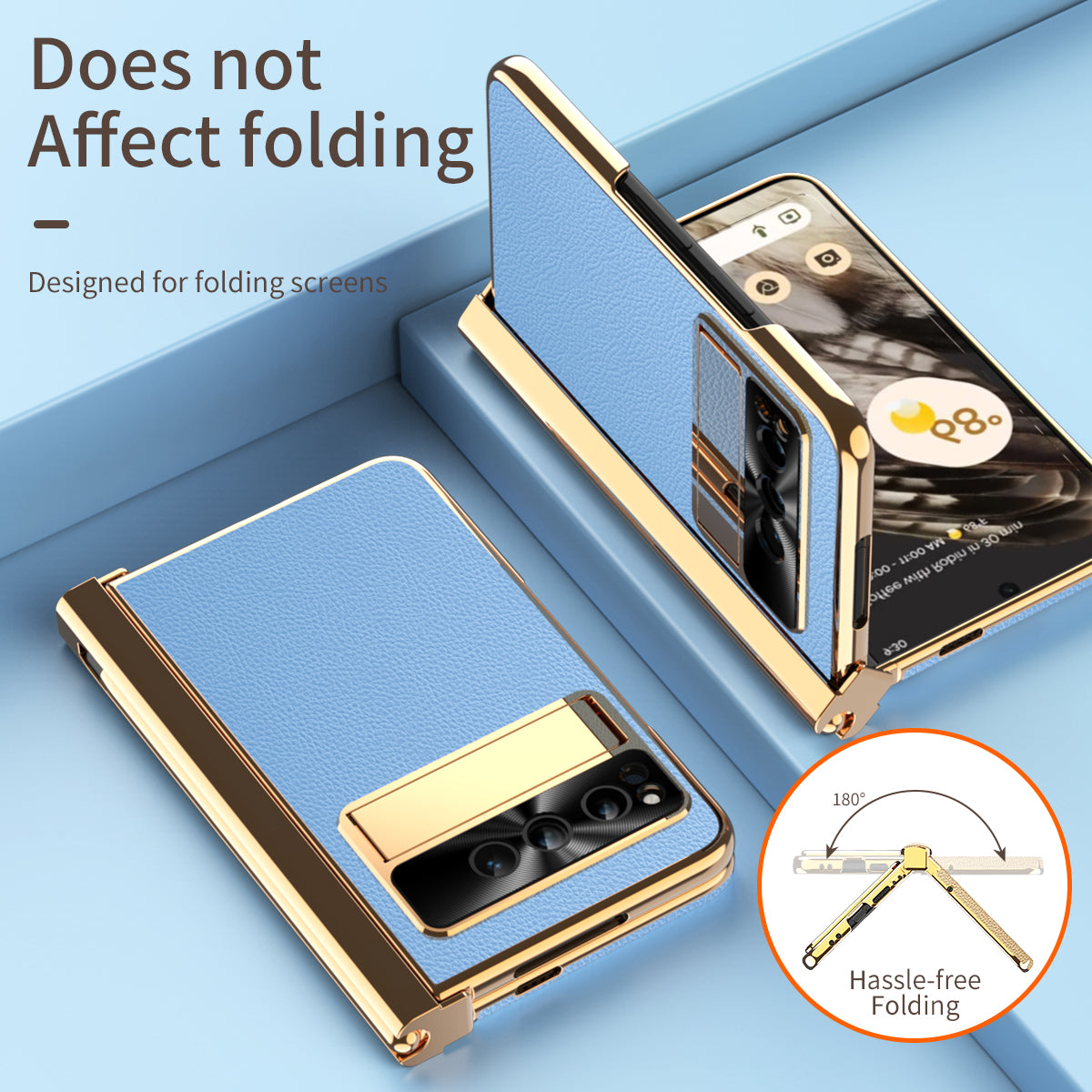 For Google Pixel Fold PU Leather+PC Kickstand Phone Case Magnetic Folding Hinge Litchi Texture Cover with Tempered Glass Screen Film+Stylus