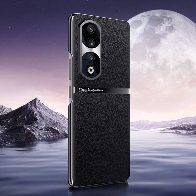 For Honor 90 Pro PU Leather + PC Phone Case Anti-Slip Shockproof Protective Cover