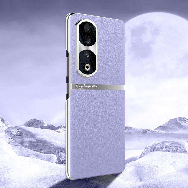 For Honor 90 Pro PU Leather + PC Phone Case Anti-Slip Shockproof Protective Cover