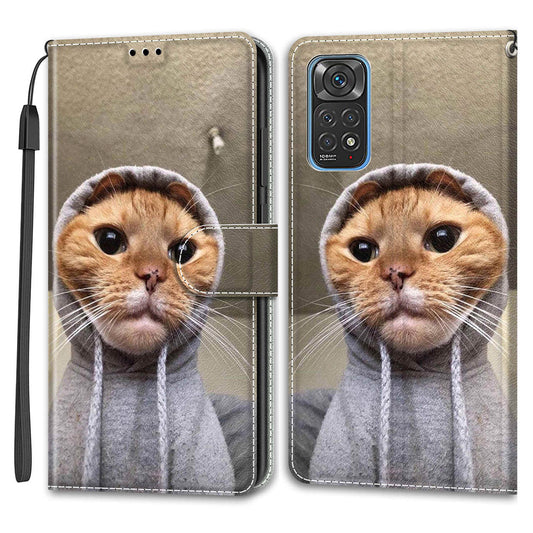 Leather Phone Case for Xiaomi Redmi Note 11 4G (Qualcomm) / Note 11S 4G , Pattern Printing Card Slots Stand Flip Cover