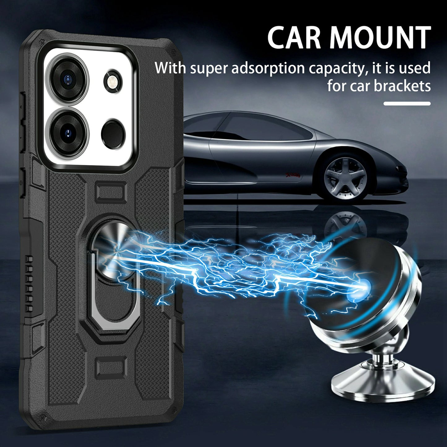 For Infinix Smart 7 4G Anti-Scratch PC + TPU Phone Case Rugged Cover with Ring Kickstand