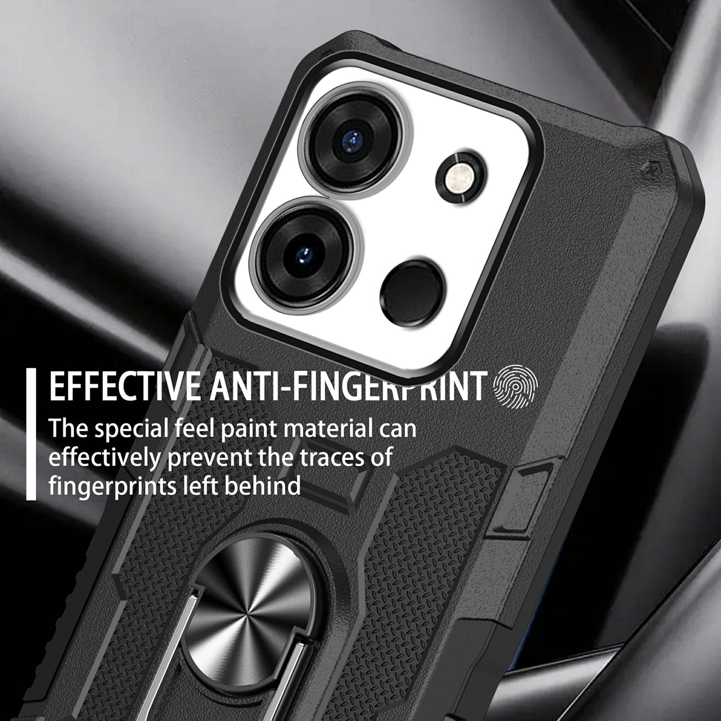 For Infinix Smart 7 4G Anti-Scratch PC + TPU Phone Case Rugged Cover with Ring Kickstand