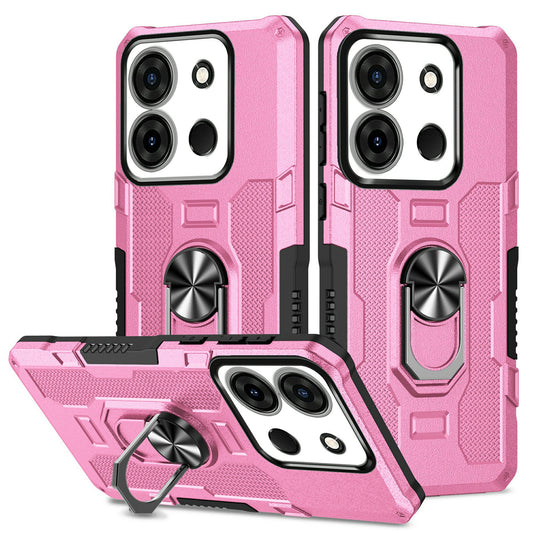 For Infinix Smart 7 4G Anti-Scratch PC + TPU Phone Case Rugged Cover with Ring Kickstand