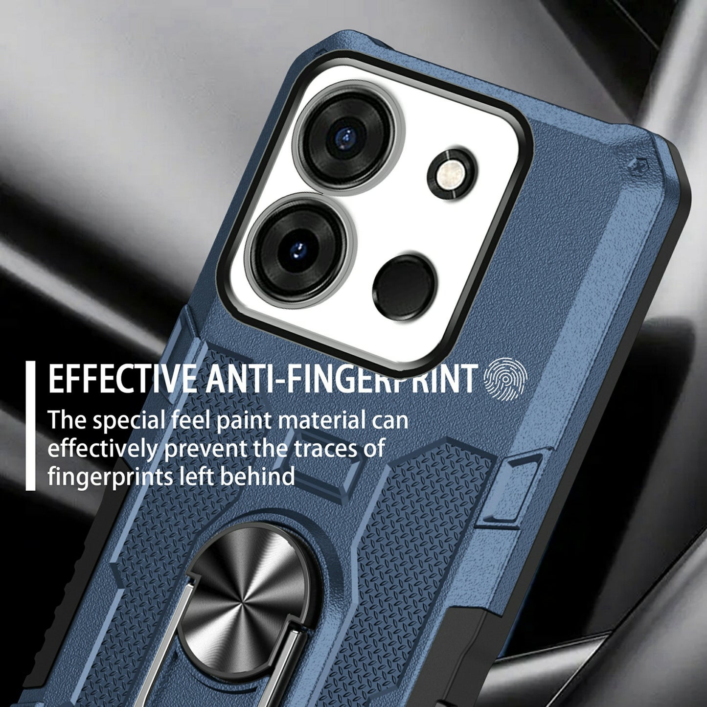 For Infinix Smart 7 4G Anti-Scratch PC + TPU Phone Case Rugged Cover with Ring Kickstand