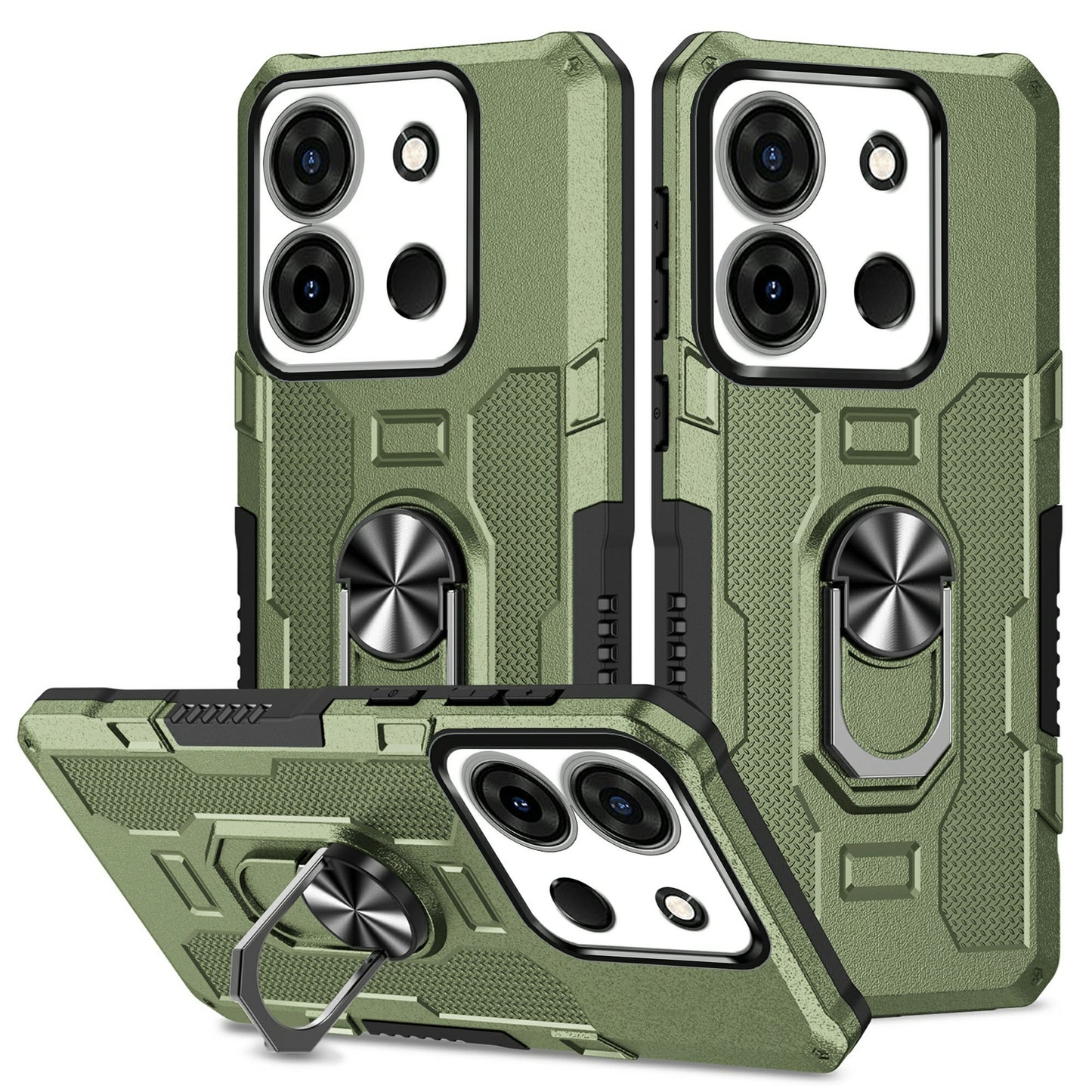 For Infinix Smart 7 4G Anti-Scratch PC + TPU Phone Case Rugged Cover with Ring Kickstand