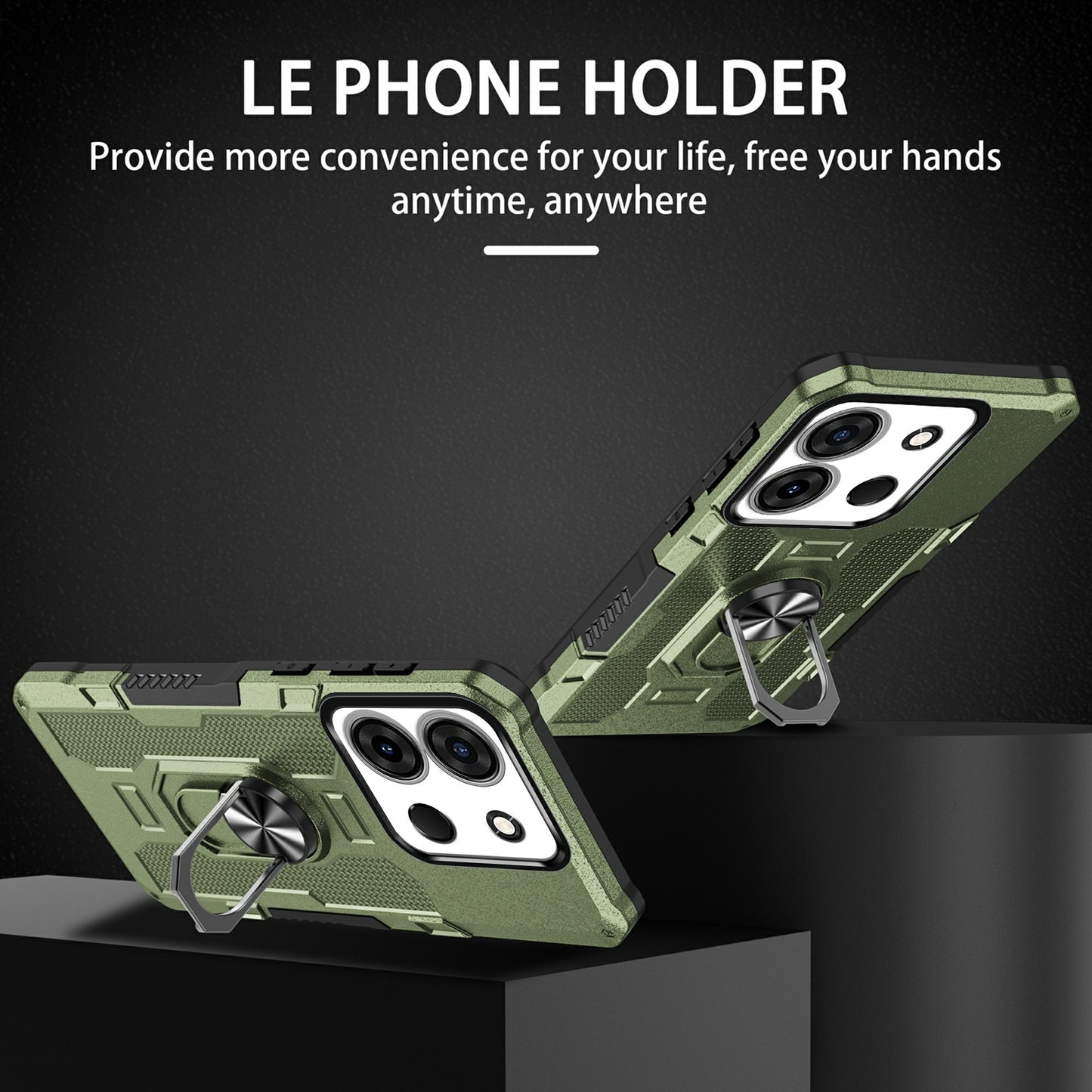 For Infinix Smart 7 4G Anti-Scratch PC + TPU Phone Case Rugged Cover with Ring Kickstand