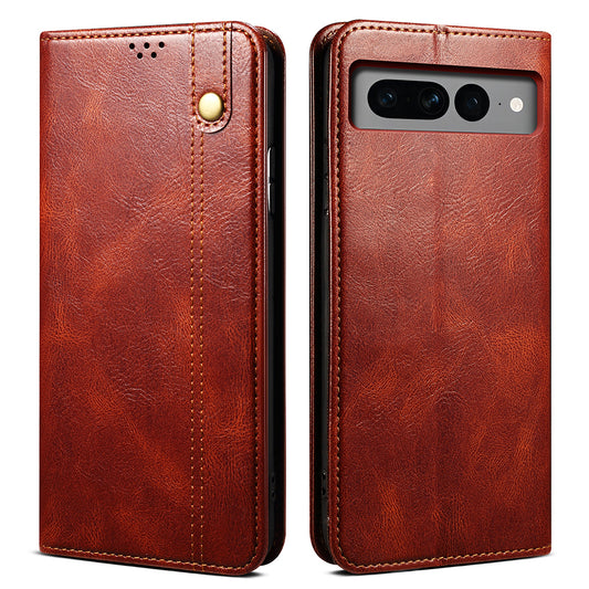 For Google Pixel 8 Phone Cover Waxy Crazy Horse Texture Leather Stand Wallet Case