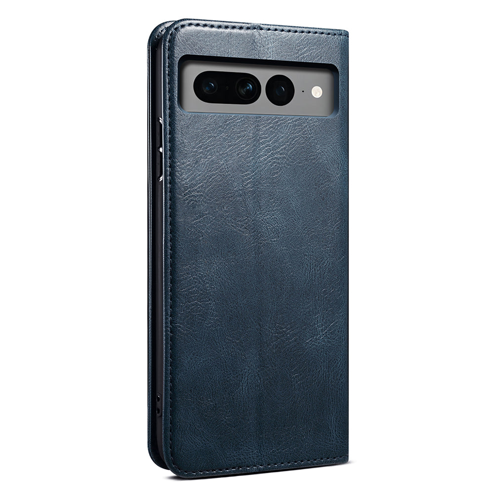 For Google Pixel 8 Phone Cover Waxy Crazy Horse Texture Leather Stand Wallet Case