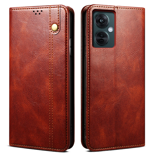 For OnePlus Nord CE 3 Lite 5G / Nord N30 5G / Oppo K11x 5G Waxy Crazy Horse Texture Leather Case Stand Wallet Phone Cover