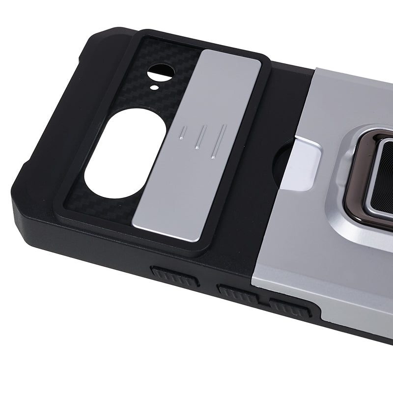For Google Pixel 8 Card Holder Kickstand Phone Case Slide Lens Protection PC+TPU Phone Cover