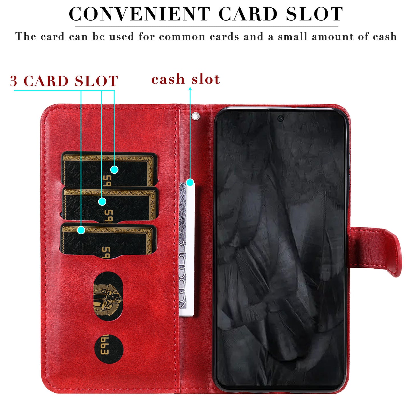 For Google Pixel 8 Pro Calf Texture Phone Case Zipper Pocket Leather Wallet Stand Cover