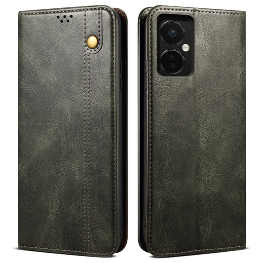 For OnePlus Nord CE3 5G Leather Case Waxy Crazy Horse Texture Stand Wallet Phone Cover