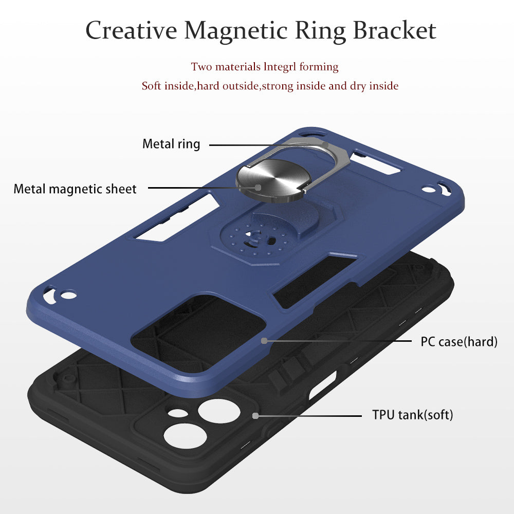 YB PC Series-1 for Tecno Camon 19 Neo 4G Rotary Ring Kickstand TPU + PC Back Cover Anti-drop Phone Case