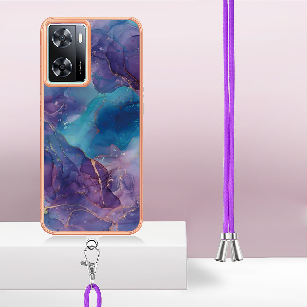 YB IMD Series-18 Style E Phone Case for OnePlus Nord N300 5G / Oppo A57 4G / A57 (2022) 5G / A77 5G / K10 5G / Realme Q5i / Narzo 50 5G / V23 4G , 2.0mm TPU Marble Pattern Cover
