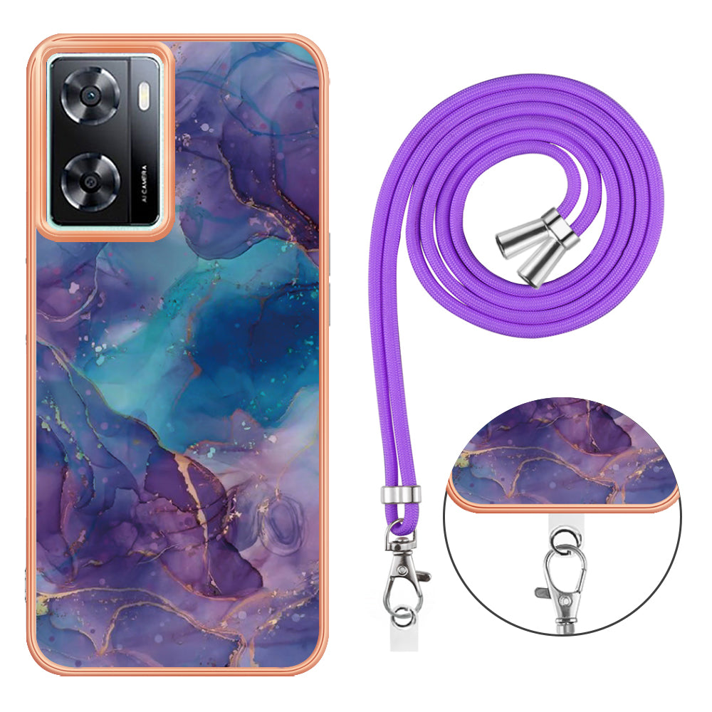 YB IMD Series-18 Style E Phone Case for OnePlus Nord N300 5G / Oppo A57 4G / A57 (2022) 5G / A77 5G / K10 5G / Realme Q5i / Narzo 50 5G / V23 4G , 2.0mm TPU Marble Pattern Cover
