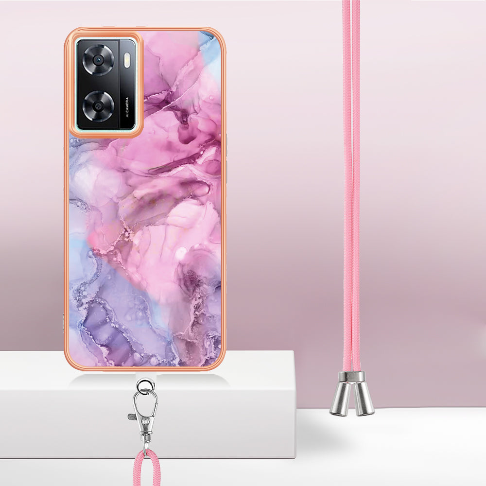 YB IMD Series-18 Style E Phone Case for OnePlus Nord N300 5G / Oppo A57 4G / A57 (2022) 5G / A77 5G / K10 5G / Realme Q5i / Narzo 50 5G / V23 4G , 2.0mm TPU Marble Pattern Cover