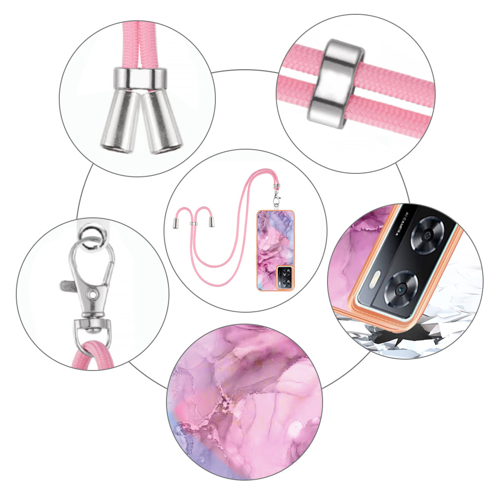 YB IMD Series-18 Style E Phone Case for OnePlus Nord N300 5G / Oppo A57 4G / A57 (2022) 5G / A77 5G / K10 5G / Realme Q5i / Narzo 50 5G / V23 4G , 2.0mm TPU Marble Pattern Cover