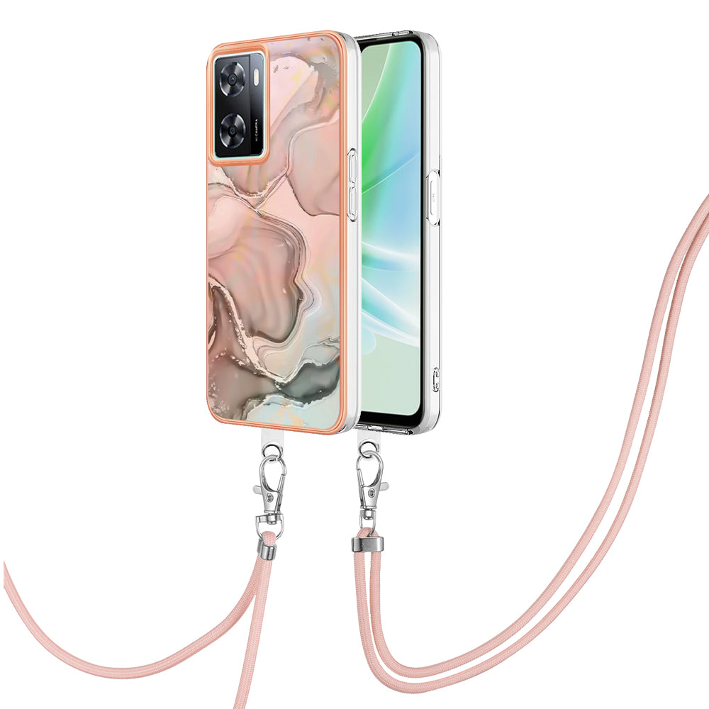 YB IMD Series-18 Style E Phone Case for OnePlus Nord N300 5G / Oppo A57 4G / A57 (2022) 5G / A77 5G / K10 5G / Realme Q5i / Narzo 50 5G / V23 4G , 2.0mm TPU Marble Pattern Cover