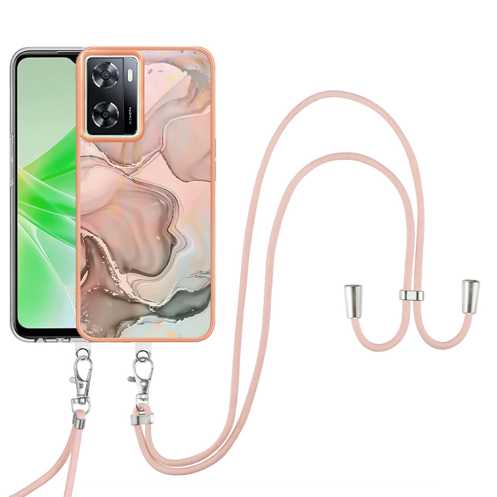 YB IMD Series-18 Style E Phone Case for OnePlus Nord N300 5G / Oppo A57 4G / A57 (2022) 5G / A77 5G / K10 5G / Realme Q5i / Narzo 50 5G / V23 4G , 2.0mm TPU Marble Pattern Cover