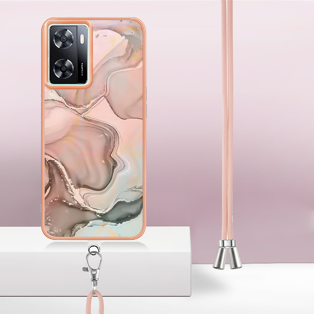 YB IMD Series-18 Style E Phone Case for OnePlus Nord N300 5G / Oppo A57 4G / A57 (2022) 5G / A77 5G / K10 5G / Realme Q5i / Narzo 50 5G / V23 4G , 2.0mm TPU Marble Pattern Cover