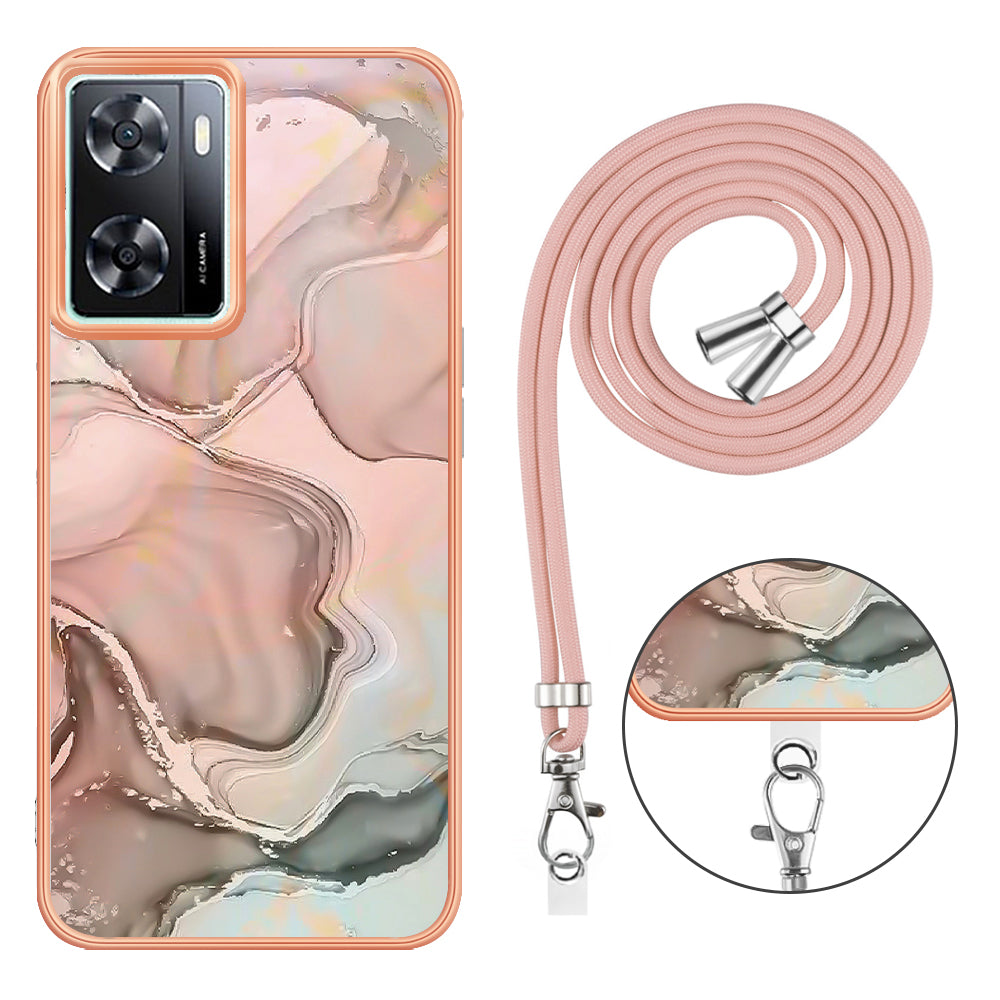 YB IMD Series-18 Style E Phone Case for OnePlus Nord N300 5G / Oppo A57 4G / A57 (2022) 5G / A77 5G / K10 5G / Realme Q5i / Narzo 50 5G / V23 4G , 2.0mm TPU Marble Pattern Cover