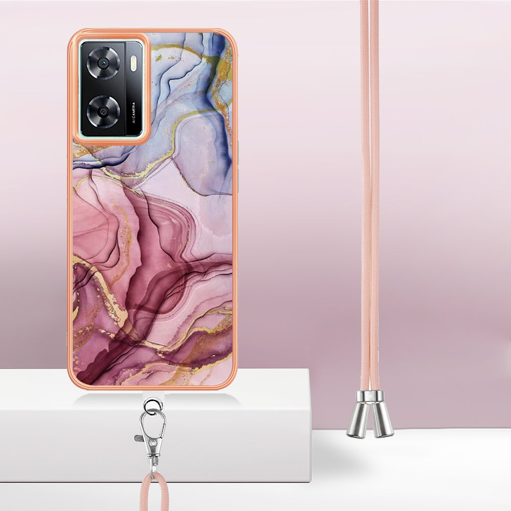 YB IMD Series-18 Style E Phone Case for OnePlus Nord N300 5G / Oppo A57 4G / A57 (2022) 5G / A77 5G / K10 5G / Realme Q5i / Narzo 50 5G / V23 4G , 2.0mm TPU Marble Pattern Cover