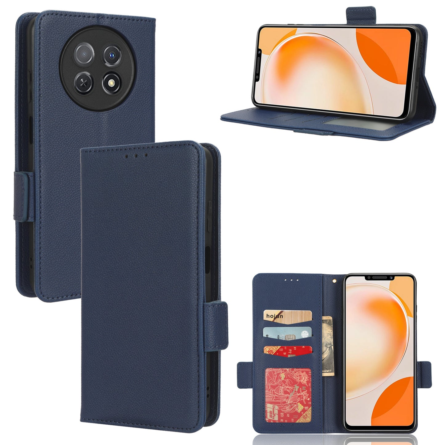 For Huawei nova Y91 4G / Enjoy 60X Litchi Texture Phone Case Wallet Stand PU Leather Cover