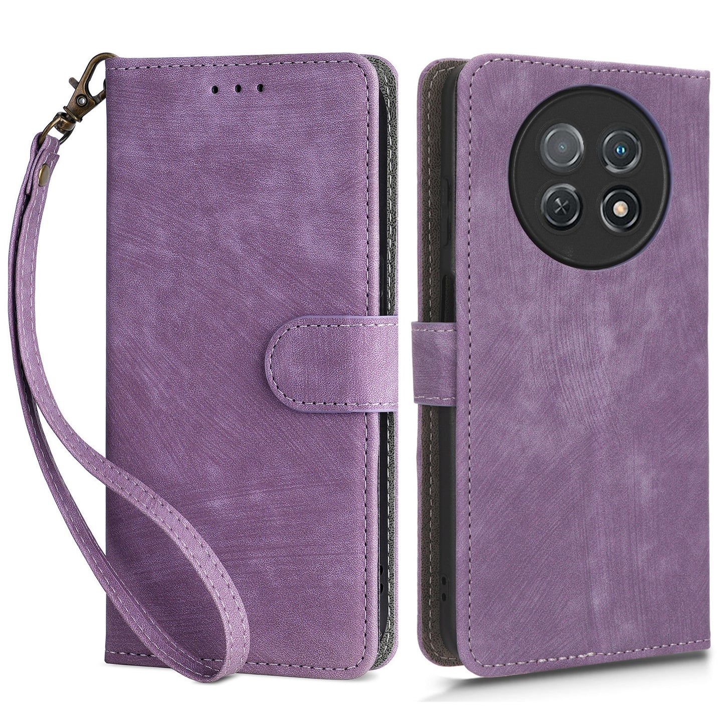 For Huawei nova Y91 4G / Enjoy 60X Drop Proof Cover RFID Blocking Wallet Stand PU Leather Case with Strap