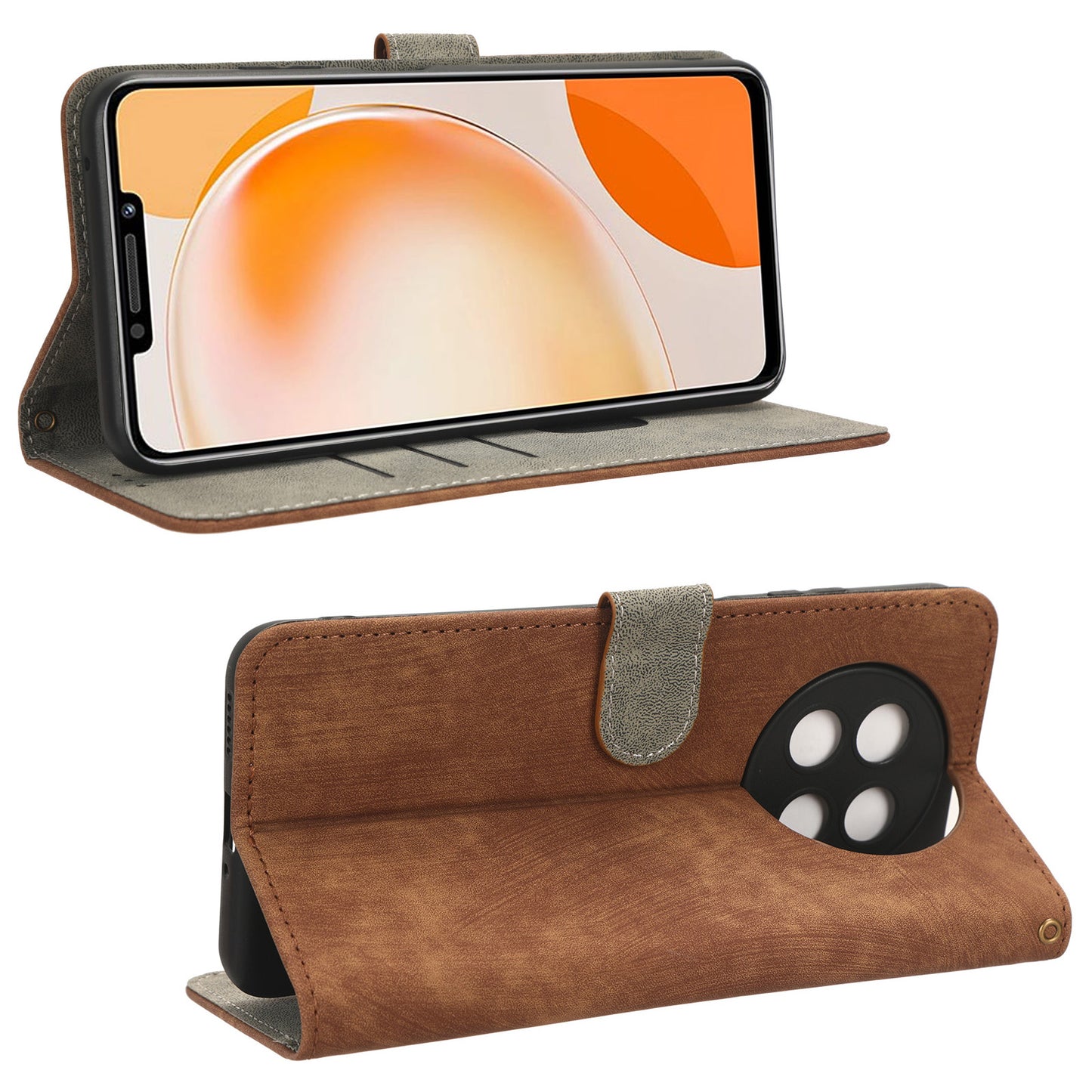 For Huawei nova Y91 4G / Enjoy 60X Drop Proof Cover RFID Blocking Wallet Stand PU Leather Case with Strap