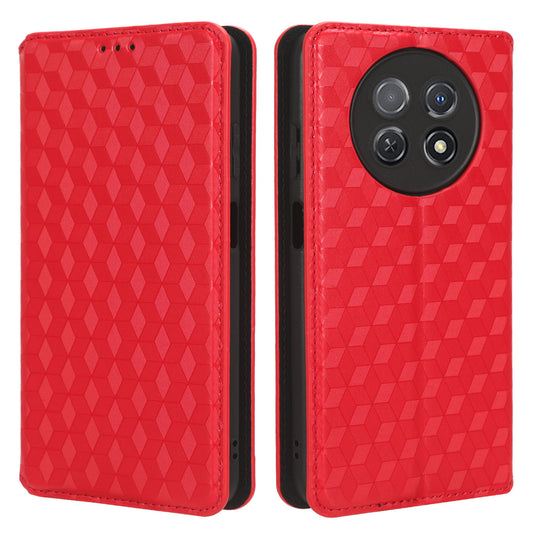 Stand Case for Huawei nova Y91 4G / Enjoy 60X Rhombus Imprinted Shell PU Leather Phone Cover