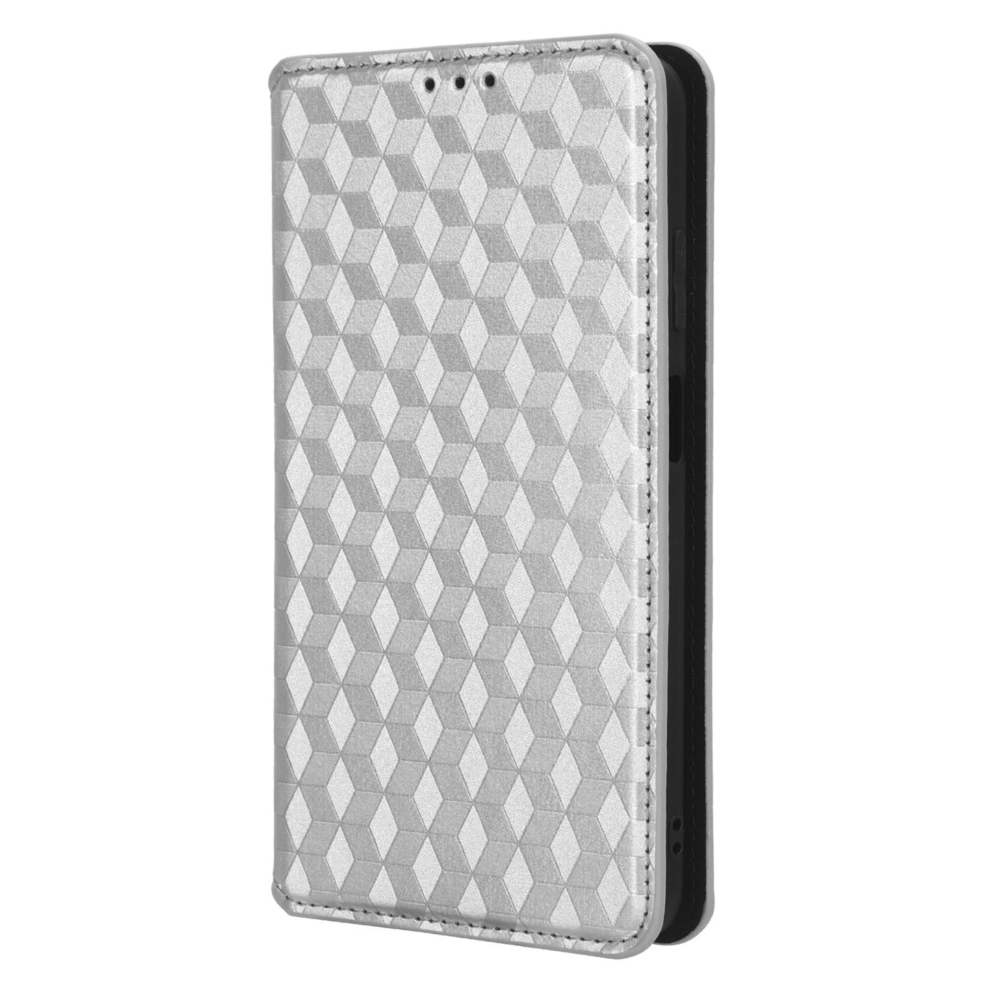 Stand Case for Huawei nova Y91 4G / Enjoy 60X Rhombus Imprinted Shell PU Leather Phone Cover