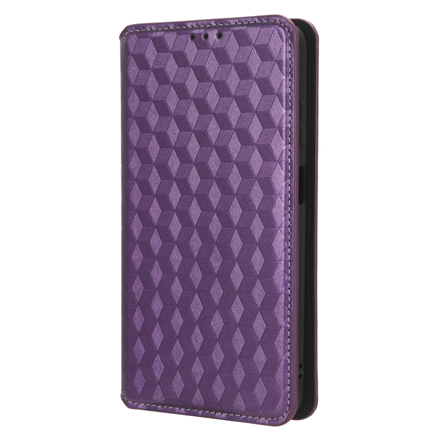 Stand Case for Huawei nova Y91 4G / Enjoy 60X Rhombus Imprinted Shell PU Leather Phone Cover