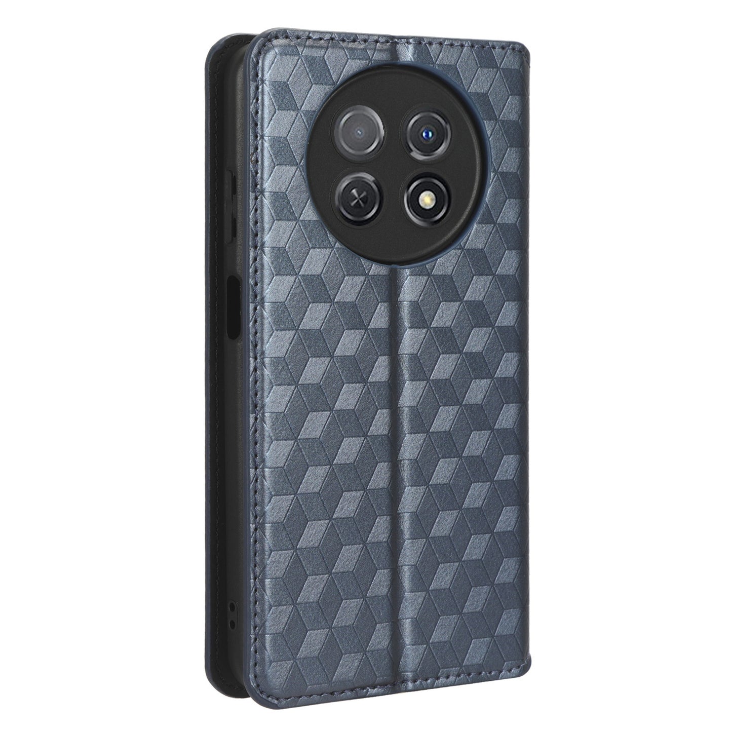 Stand Case for Huawei nova Y91 4G / Enjoy 60X Rhombus Imprinted Shell PU Leather Phone Cover