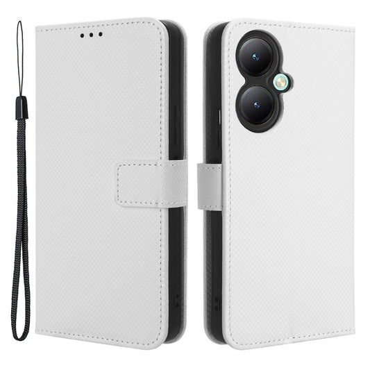 For vivo Y35+ 5G / Y35m+ 5G / Y27 4G PU Leather Wallet Phone Case Stand Diamond Texture Phone Cover