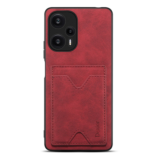 DENIOR Phone Case for Xiaomi Redmi Note 12 Turbo / Poco F5 5G Kickstand Card Holder Leather Coated TPU Cover
