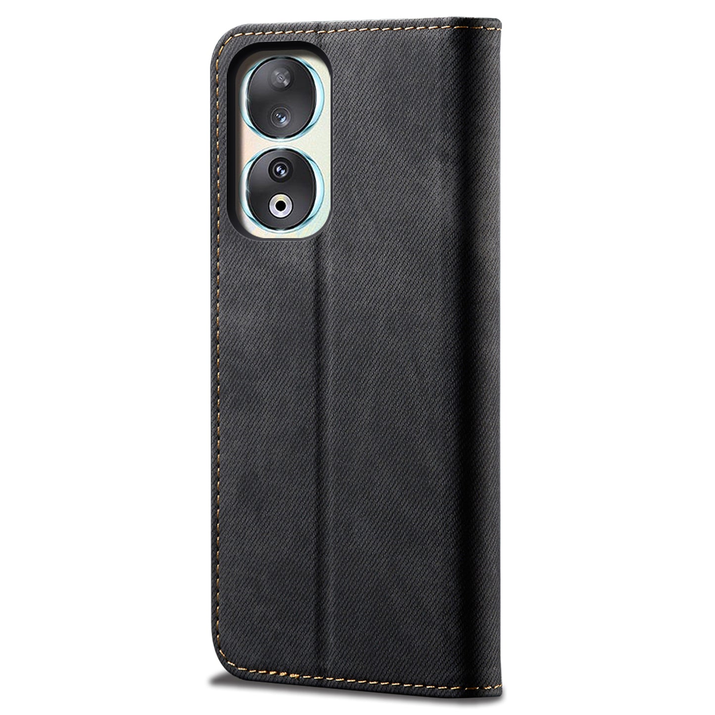 For Honor 90 Pro PU Leather Wallet Case Jeans Cloth Texture Full Protection Stand Phone Cover