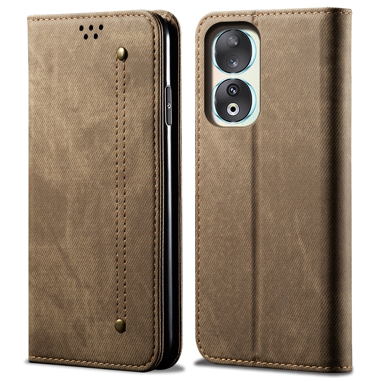 For Honor 90 Pro PU Leather Wallet Case Jeans Cloth Texture Full Protection Stand Phone Cover