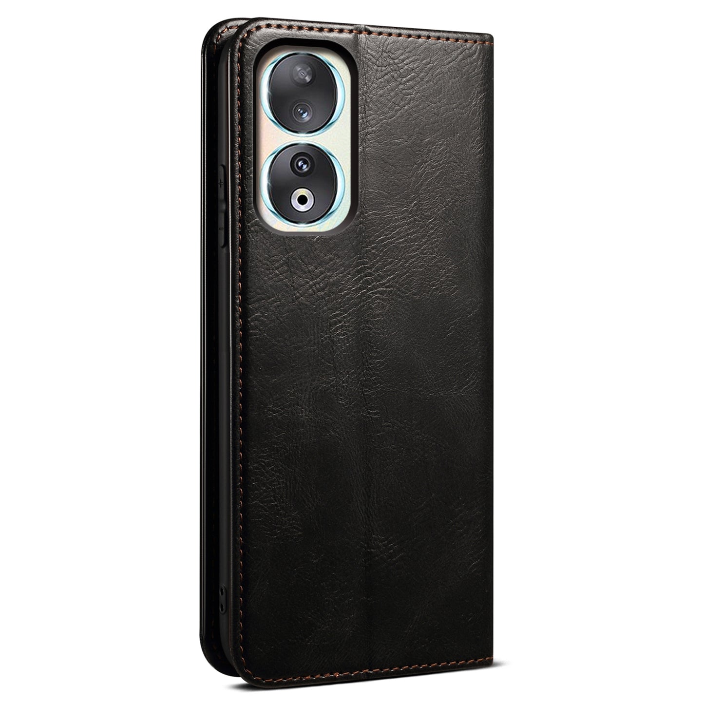 For Honor 90 Wallet Case PU Leather Waxy Crazy Horse Texture Stand Phone Cover
