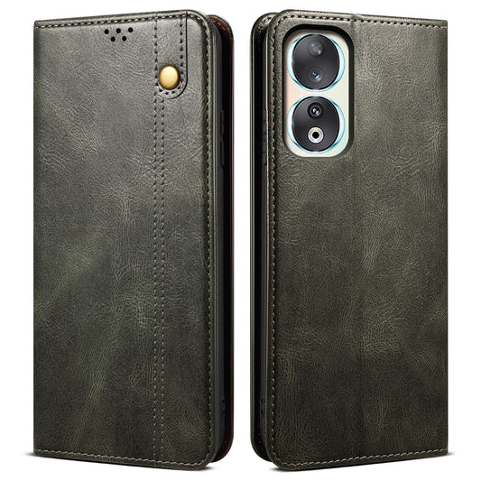 For Honor 90 Wallet Case PU Leather Waxy Crazy Horse Texture Stand Phone Cover