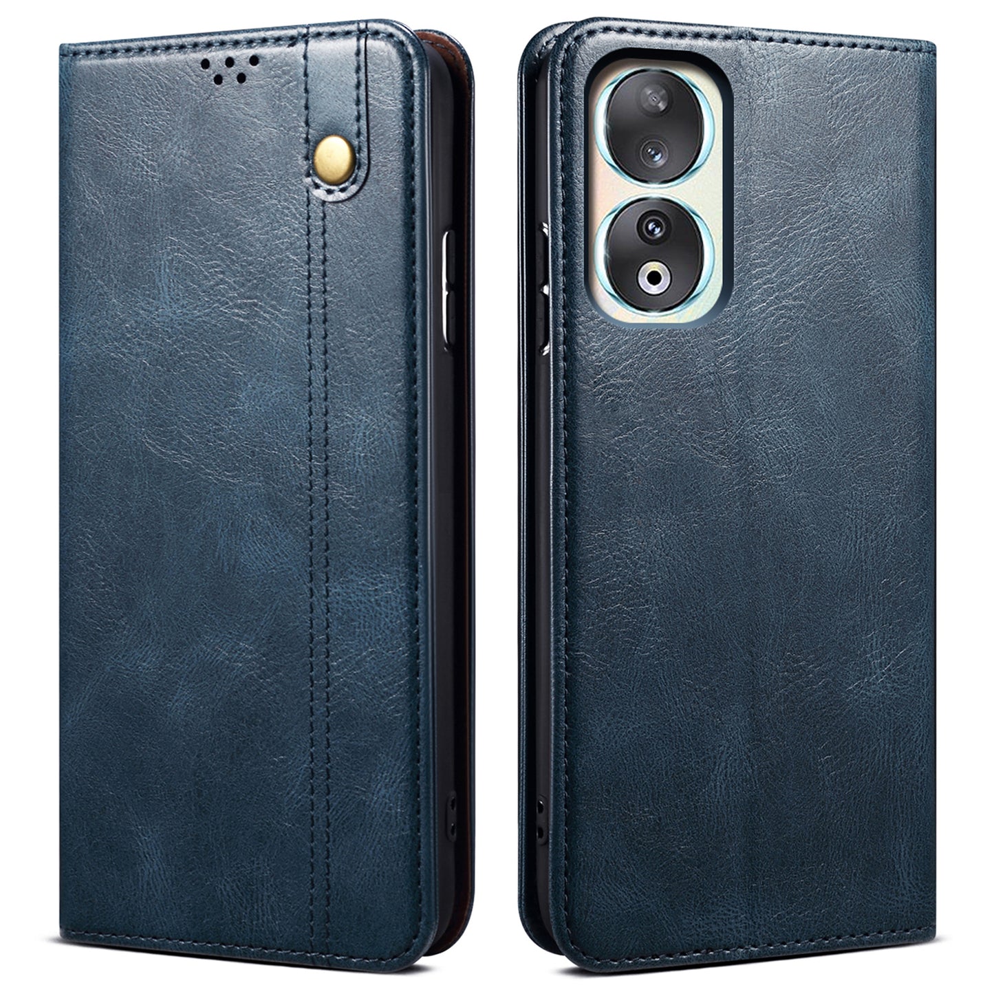 For Honor 90 Wallet Case PU Leather Waxy Crazy Horse Texture Stand Phone Cover