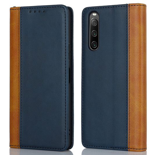 For Sony Xperia 10 V Magnetic Flip PU Leather Phone Wallet Case Stand Bi-color Splicing Anti-drop Cover