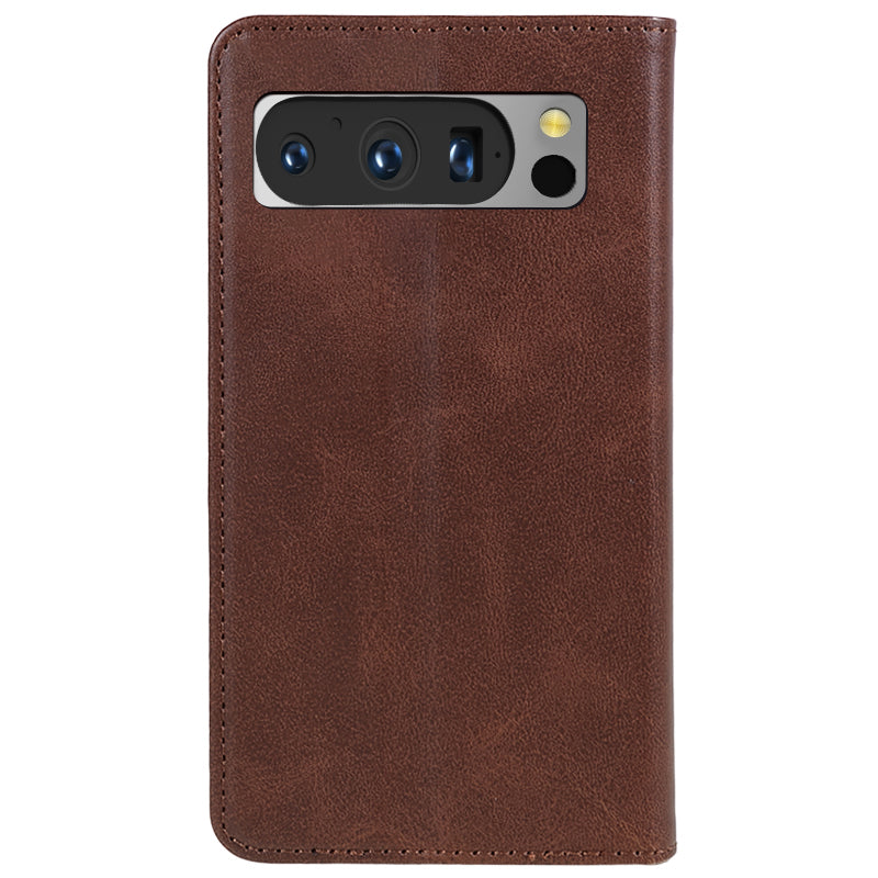 For Google Pixel 8 Pro Strong Magnetic Phone Case PU Leather Stand Case Calf Texture Wallet Cover