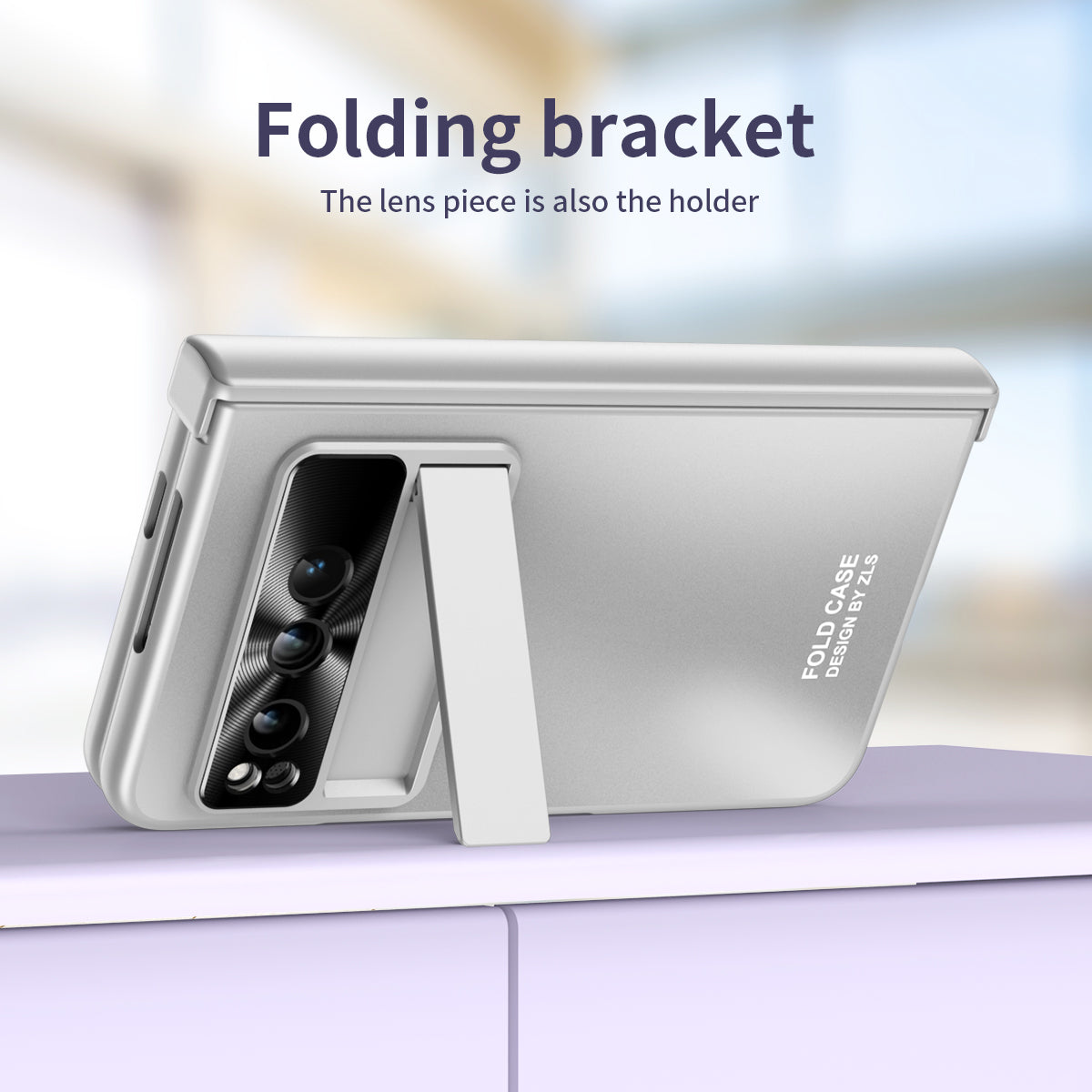 For Google Pixel Fold Kickstand Phone Case Hinge Protection Hard PC Cover with Tempered Glass Screen Film