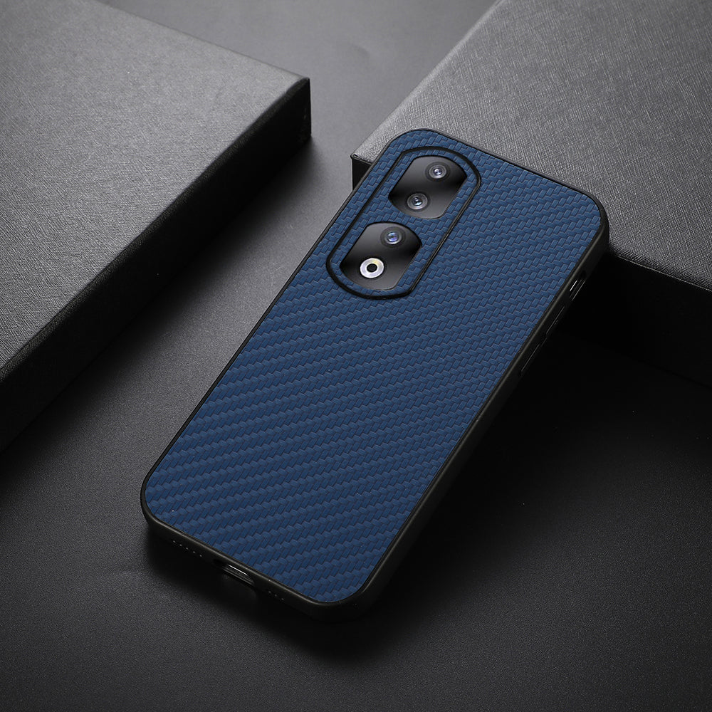For Honor 90 Pro Drop-proof Cover Carbon Fiber Texture PU Leather Coated TPU Phone Case