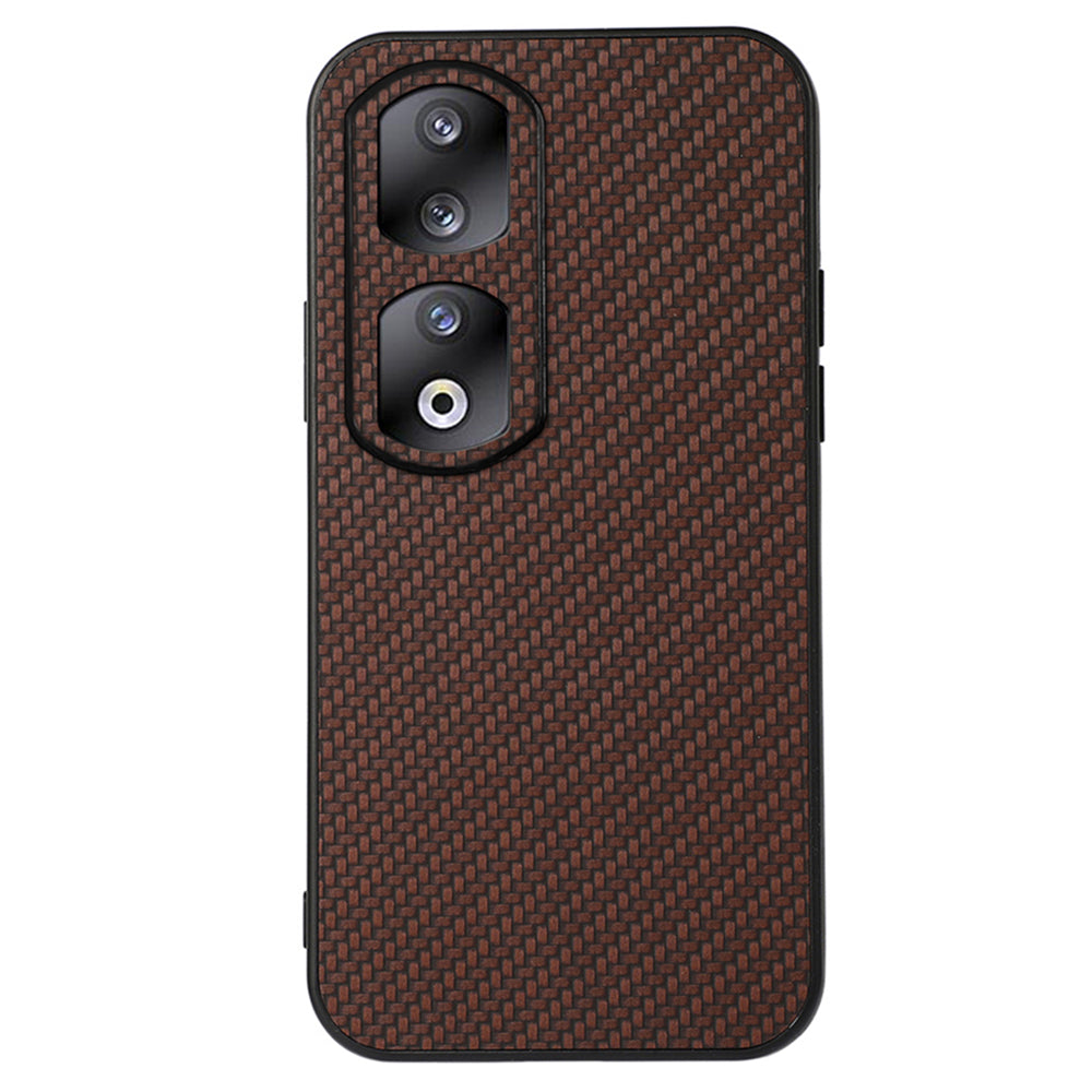For Honor 90 Pro Drop-proof Cover Carbon Fiber Texture PU Leather Coated TPU Phone Case